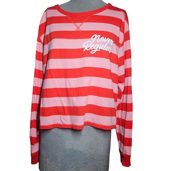 Never Regular Stripped Long Sleeve Cotton Tee Size Large - Picture 1 of 3